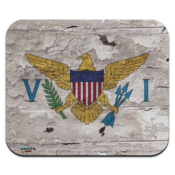 Rustic Distressed Virgin Islands Flag Low Profile Thin Mouse Pad Mousepad