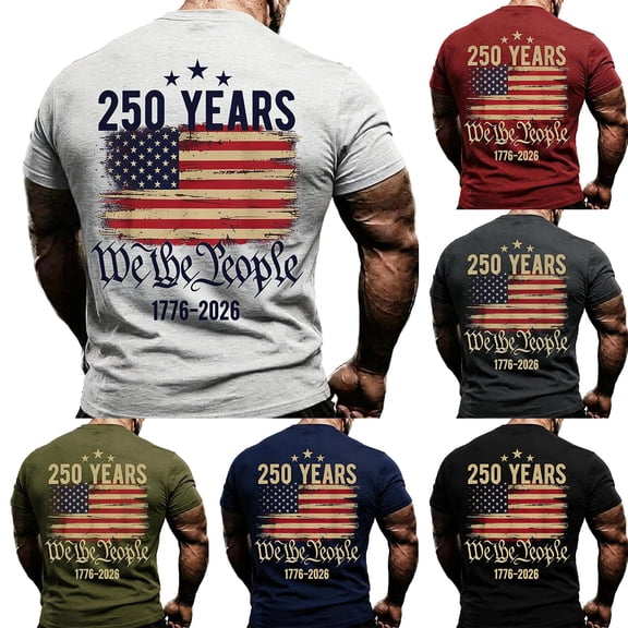 250 Anniversary Short Sleeve T Shirt 250Th Anniversary Casual Comfortable Mens Tees Army Green L