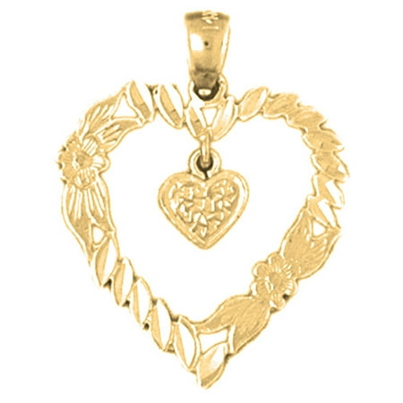 18K Yellow Gold Heart Pendant - 26 mm