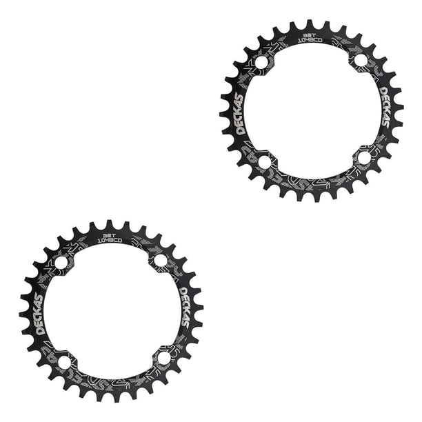 Soidarity Juego de bielas para bicicleta, disco de dientes, piñón estrecho para bicicleta 104BCD 32T, orificio para bicicletas de montaña, negro y 36T 2piezas