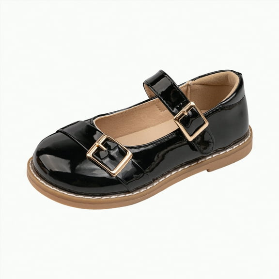 Ccpelsie Flower Girl Shoes Toddler Little Kid Ballet Flats Wedding Party Mary Jane Girls Dress Shoes(Black,1.5)