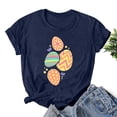 thumbnail image 2 of Savings Womens Easter Short Sleeve Round Neck Shirts Casual Cute Print Tee Summer Lightweight Pullover Tops (3XL, C Navy), 2 of 3