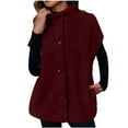 thumbnail image 2 of EOYWHK Womens Fuzzy Fleece Vest Casual Oversized Warm Button Down Sherpa Vest Jacket with Pockets, 2 of 8