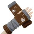 thumbnail image 6 of Umfun Women's Fingerless Knit Gloves with Embroidery Warm Half Finger Hand Warmer Cozy Textured Winter Mittens for Typing Driving Daily Casual Wear, 6 of 8