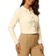 thumbnail image 4 of INSPIRE CHIC Women's Turn Down Collar Blouse Long Sleeve Basic Knitted Tops Beige M, 4 of 5