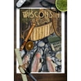thumbnail image 3 of Wisconsin, Fishing Still Life (9x12 Wall Art Print, Home Decor), 3 of 3