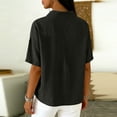 thumbnail image 4 of Women’s Cotton Linen Polo Shirt Casual Short Sleeve Button Down Summer Tops, XL, 4 of 4