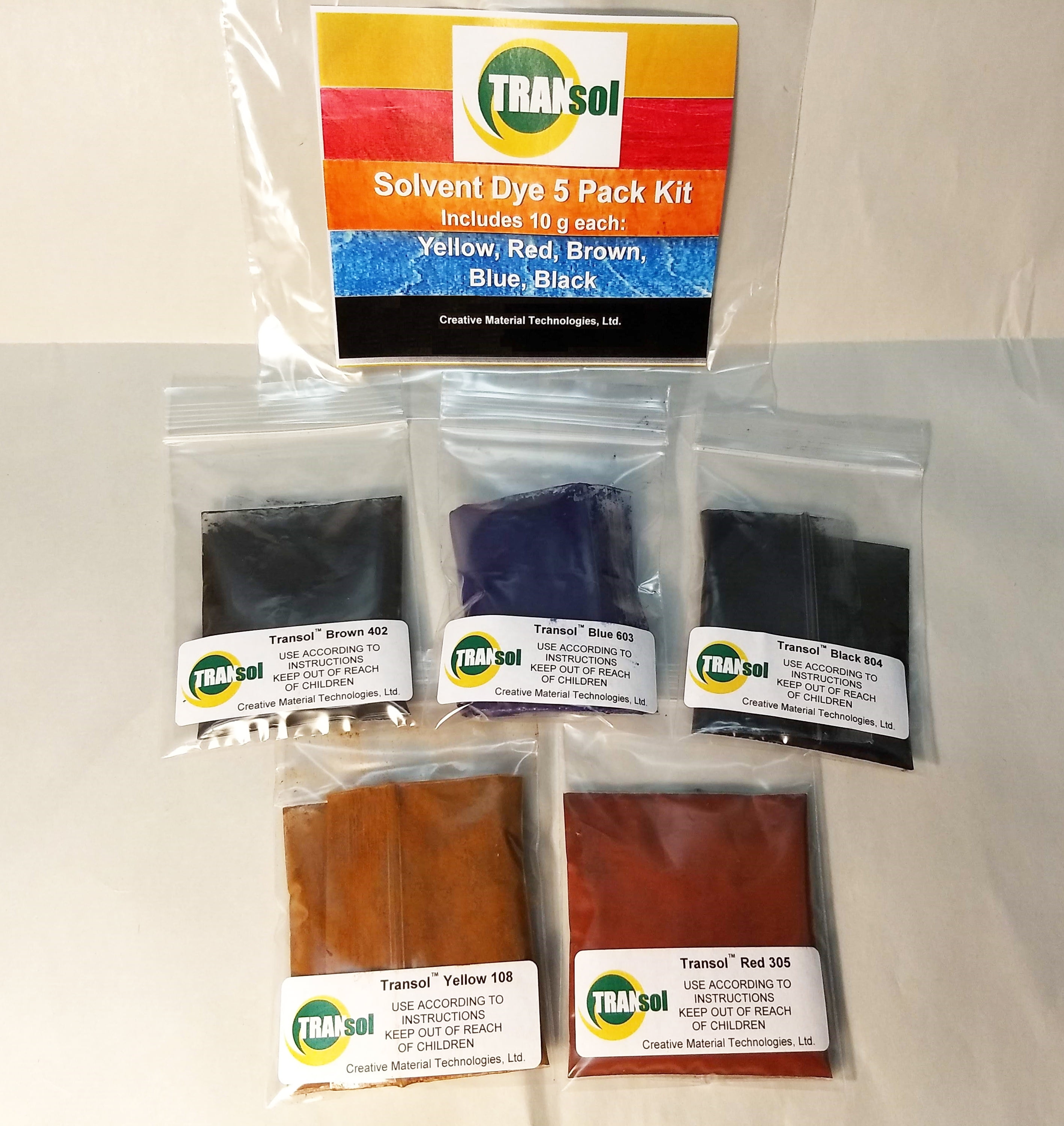 Wood Dye Powdered Solvent 5 Color Kit Wood Stain Kit (50 Grams