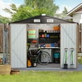 thumbnail image 1 of Sunmthink 6 x 8 ft Outdoor Metal Storage Shed with Double Lockable Door, Brown, 1 of 9