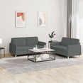 thumbnail image 1 of vidaXL 2 Piece Sofa Set with Cushions Dark Grey Fabric, 1 of 4