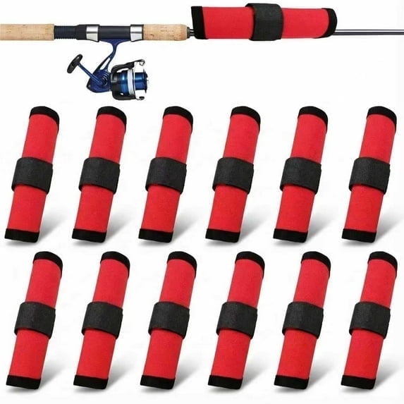 12 Pack Red Fishing Lure Wraps 6", Puncture Proof Canvas Hook Guard with Rubber Lining, Tangle-Free Bait Protector for Saltwater & Freshwater