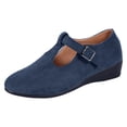 thumbnail image 6 of Rokment Wedge Dress Shoes for Women 2026 Spring Summer Fall Vintage Casual Suede Pointed Closed Toe Buckles Mid Heels Mary Jane Dressy Sandals Blue Size 6.5, 6 of 7