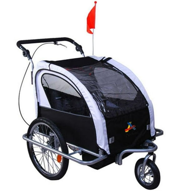 3in1 Double Child Bike Trailer and Stroller Black / White Walmart