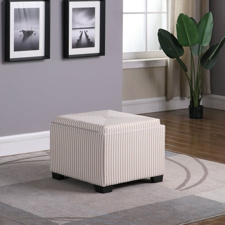 17.5" in Yellow and Gray Stripes Single Tufted Storage Ottoman