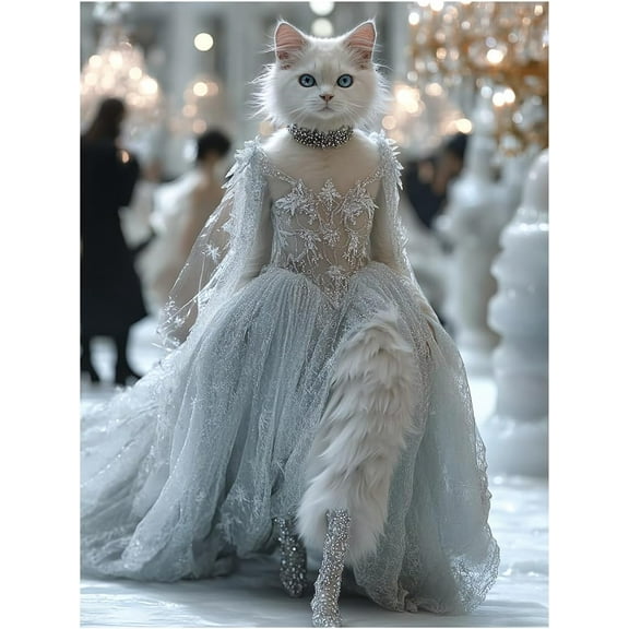 Supermodel Cat Poster Canvas Wall Art Prints Humor and Cute House Decoration Aesthetic Suitable for Living Room and Bedroom Wall Decor (12x16 Inches Unframed)