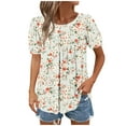 thumbnail image 1 of Économies en Liquidation! BEFOKA Hauts Grande Taille pour Femmes en Liquidation, Blouse Décontractée d'Été T-shirt pour Femmes, Manches Courtes à Col Rond pour Printemps et Été, 1 of 5