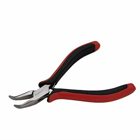 The Beadsmith Bent Chain Nose Pliers, 5 inches (127mm) with Polished Steel Head, Ergonomic Comfort Grip Handle with Double-Leaf Spring