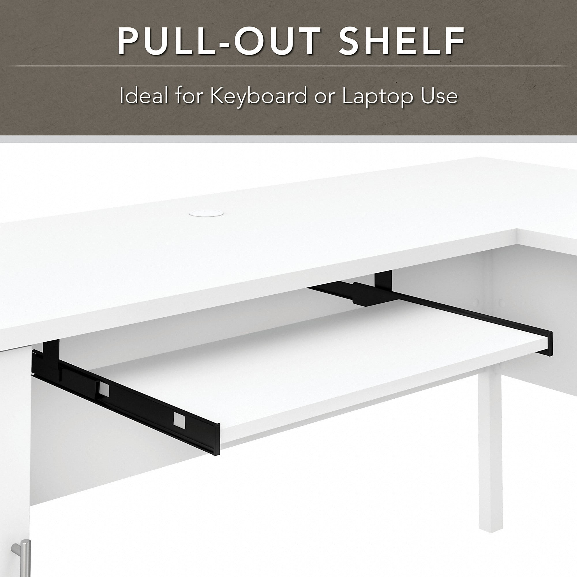 Bush Furniture Somerset 72" L Desk and Hutch with Storage, White
