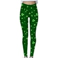 thumbnail image 3 of lcziwo Holiday Sales, Women's St Patricks Day Running Leggings Trendy Shamrock Clover Print Soft Stretchy Yoga Pants Casual High Waisted Tummy Control Tights Green L, 3 of 6