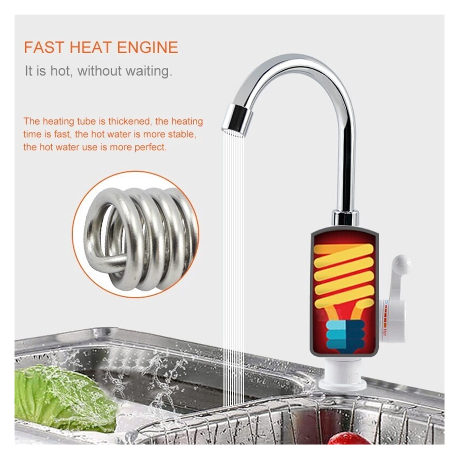 Instant Hot Water Heater Tap Fast Instantaneous Thermostat For Water Heater Electrical Faucet Temperature Display - Easy DIY Install