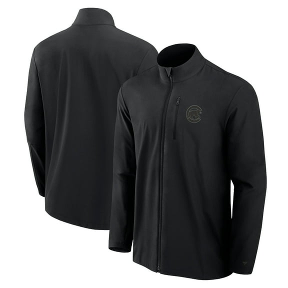 Men's Fanatics Black Chicago Cubs Front Office Micro Tonal Full-Zip Jacket