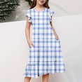 thumbnail image 5 of RXIRUCGD 2025 Vêtements d'Été pour Enfants Filles Robe Imprimée à Fleurs Manches Courtes Poches à Volants Col Rond pour Enfants, 5 of 5