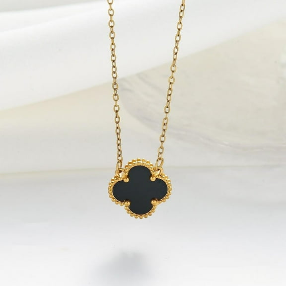 13mm Four Leaf Clover Titanium Steel Women's Necklace Jewelry Classic Temperament Lock Shell Bone Chain Pendant Jewelry