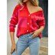 thumbnail image 5 of Cárdigan de Larga con Botones y Cuadros en Bloques de Color para Mujer, Suéteres de Punto A Cuadros, Ropa Y2K Rojo M, 5 of 10