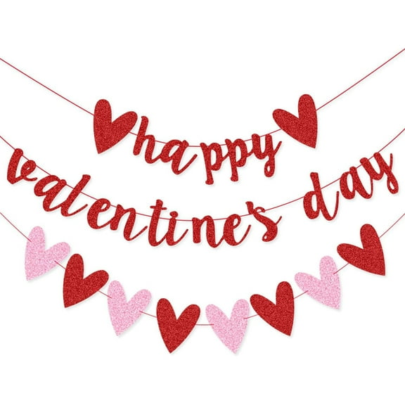 Hvmvliv Happy Valentines Day Banner Valentine's Day Decoration Flag Love Flower Decoration Love Party Valentines Day Gifts