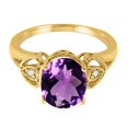 thumbnail image 3 of Mauli Jewels Rings for Women 2.42 Carat Oval Amethyst and Diamond Ring 4-Prong 10K Yellow Gold, 3 of 6