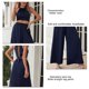 thumbnail image 3 of Conjunto de 2 piezas para mujer, cuello halter, cintura elástica, pantalones de pierna ancha, conjunto de camiseta sin mangas, 3 of 8