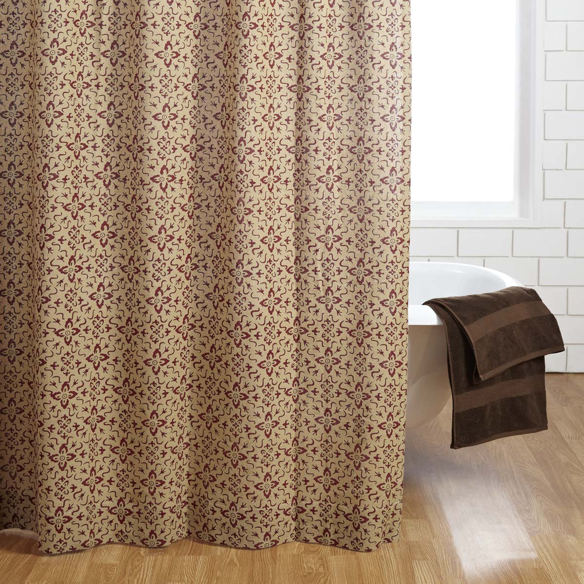 VHC Classic Country Primitive Bath Lewiston Printed Burlap Shower