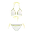 thumbnail image 5 of Women's Bikini Sets Floral Print Whip Stitch 2 Piece Swimsuits High Waisted Scoop Bathing Suits Gibobby(L,Yellow), 5 of 9