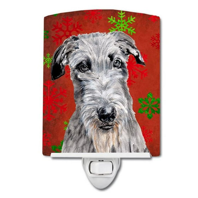 Carolines Treasures SC9754CNL Scottish Deerhound Red Snowflakes Holiday Ceramic Night Light