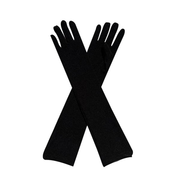 Gaukiv Stretch Long Gloves Soft Soft Ice Silk Fabric Elastic Silky Party Opera Length Evening Formal Wear Black