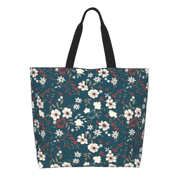 Balery Vintage Floral Bolsa Tote Estilo Estético con Cremalleras, Bolsa de Hombro, Bolsa de Compras Grande y Plegable