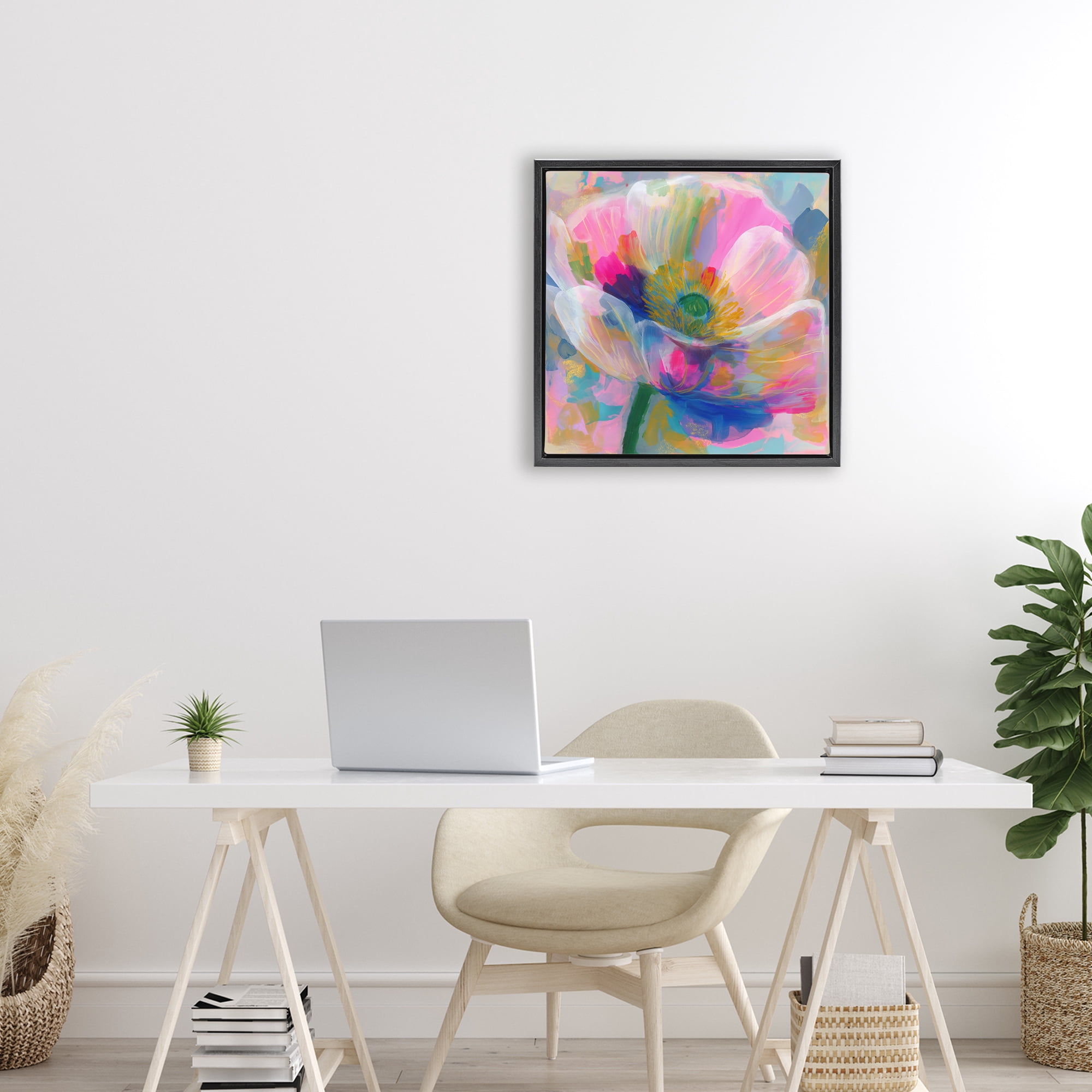 Stupell Industries Backlit Kaleidoscopic Poppy Black Framed Floater Canvas Wall Art, design by Chromatic Storm Studio