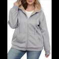 thumbnail image 2 of Sudadera con Capucha de Invierno de Larga con Cremallera para Mujer, Informal, Cálida y Acogedora, con Forro , para Otoño. Gris 4XL, 2 of 7