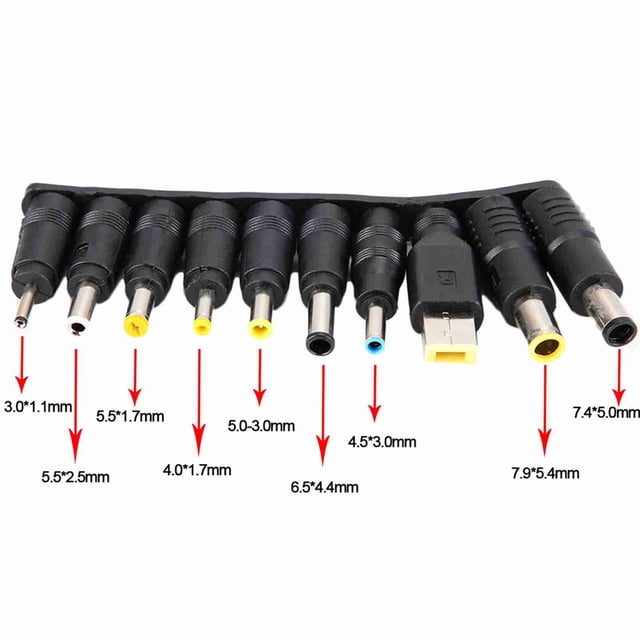 Adaptador de Potencia de la Computera Portátil, 8 Modelos Diferentes Tipos 8pcs Adaptador de Potencia Negro Multifuncional Para