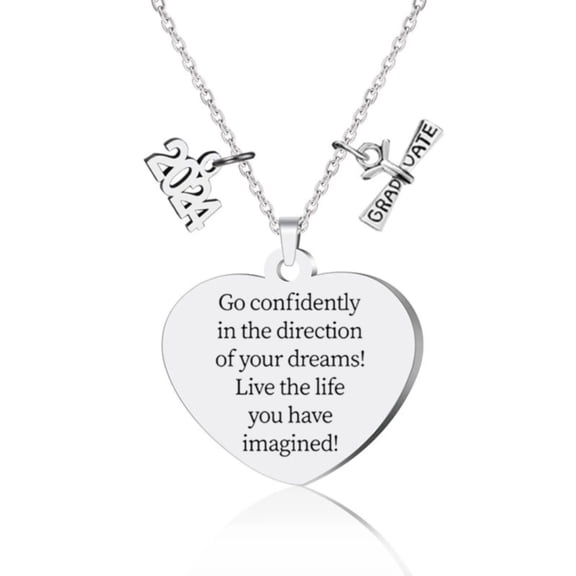 Valentine Jewelry Graduation Gifts For Her, Graduation Party Gift Inspirational Gifts For College Graduation/High School Graduation, Made Of Stainless Steel Chain Necklaces for Men Women Classic Cool