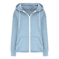 thumbnail image 6 of LOVZFMLL Sweatshirt for Women Solid Color Hooded Zip Up Long Sleeve Jacket Fall Winter 2025 Women Fashion Comfort Outerwear with Pockets, 6 of 8