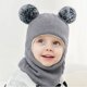 thumbnail image 1 of Orejeras para bebé niño y niña, pañuelo para la cabeza, bufanda, sombrero y cuello, todo en uno, además de orejeras gruesas de terciopelo, gorro cálido para bebé, gorro de lana de punto (gris), 1 of 5