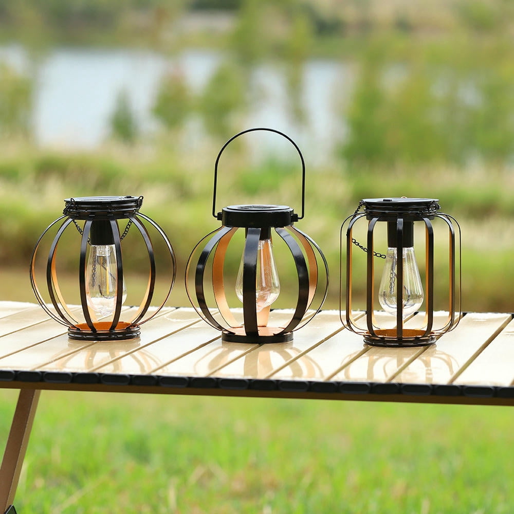 CHENJIANDONG Solar Iron Flat Iron Chandelier Lantern Light Retro Mesh Chandelier Outdoor Garden Courtyard Light
