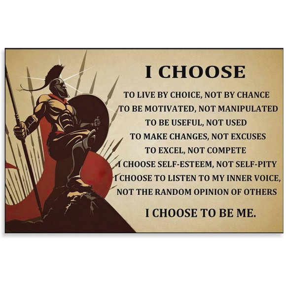 AIR-Vintage I Choose To Live By Choice Motivational Poster samurai 12x18inch(30x45cm) Poster Decorative Painting Canvas Wall Art Living Room Posters Bedroom Painting