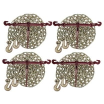 5/16" Grade 70 Chain and Binder Kit | Includes (4) 5/16" - 3/8" Ratchet Load Binder & (4) 5/16" x 16' G70 Transport Chain w/Grab Hooks | 4700 lbs WLL for Flatbed Truck Trailer Tie Down