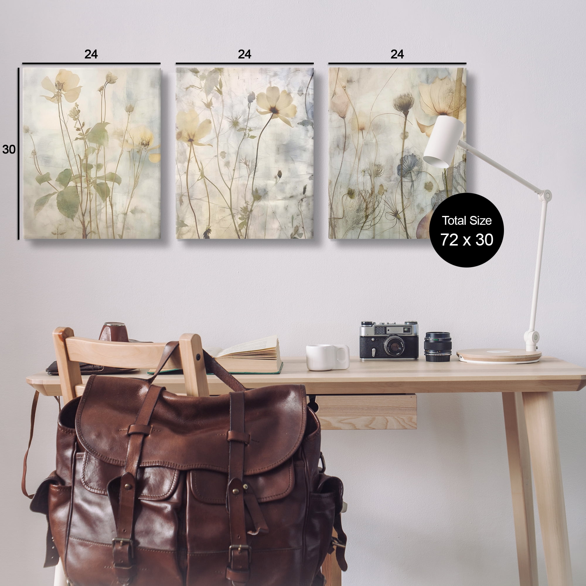 Stupell Industries Soft Blooming Botanicals Plants & Flowers Painting Wrapped Canvas Art Print Wall Art, 24 x 30, Set of 3
