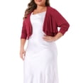 thumbnail image 1 of Cárdigan Plus Size Agnes Orinda para Mujeres, de Manga Larga, Abierto por Delante, Elegante, Corto, Tipo Bolero, Talla 3X, Burdeos, 1 of 6