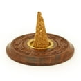 thumbnail image 2 of Incense Burner - Wooden Round Plate Flowers - 4 inches, 2 of 3