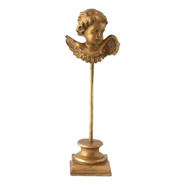 Estatua de ángel decorativa de resina compacta, arte decorativo, pequeña figura de ángel, escultura para sala de estar, escritorio, estantería para el