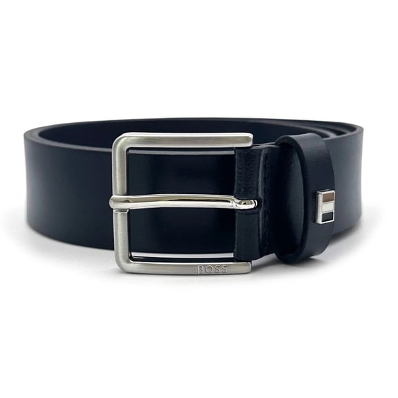 Hugo Boss Men's Ther Flag Leather Belt, Navy